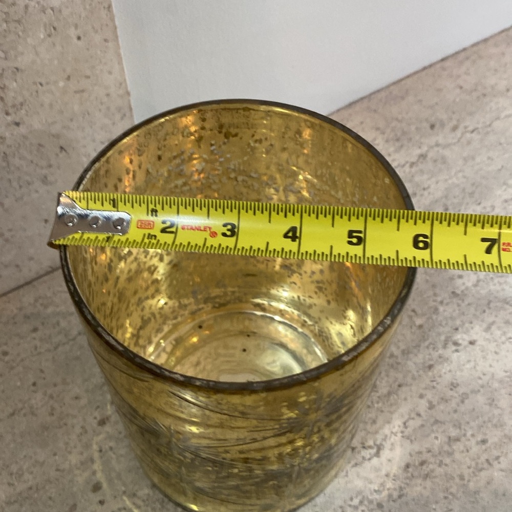 West Elm Distressed Gold Starburst Mercury Glass Candle Holder - Picture 5 of 8
